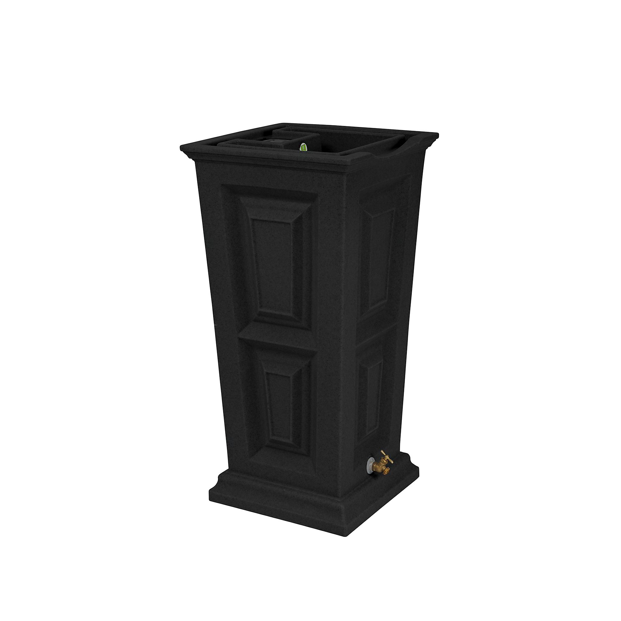 Good Ideas Savannah Rain Saver Barrel — 45 Gallons, Black, Durable Plastic Resin, Flat-Back Design, Model# SV-RNSV45-BLK